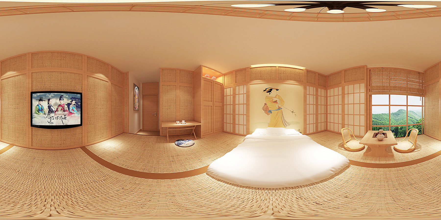 黄山太平湖500平方独栋日式民宿设计装修(图3) 卧室.jpg