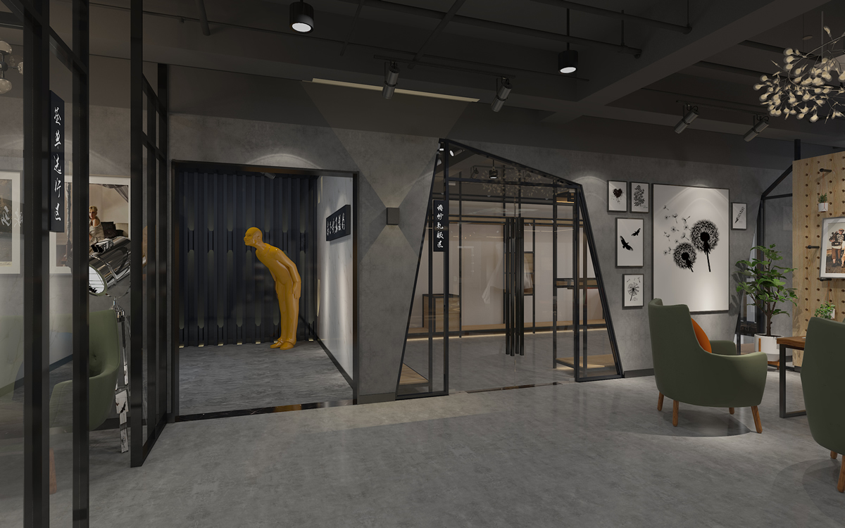 合肥婚纱摄影工作室300平方工业风展厅空间装修设计(图1) 合肥婚纱摄影工作室300平方工业风展厅空间装修设计(图1)