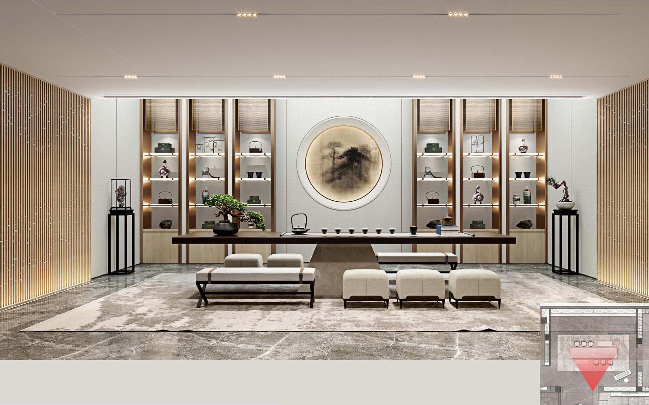 太平.某山庄A户型新中式样板间装饰装修工程(图2) 00负一层茶室.jpg