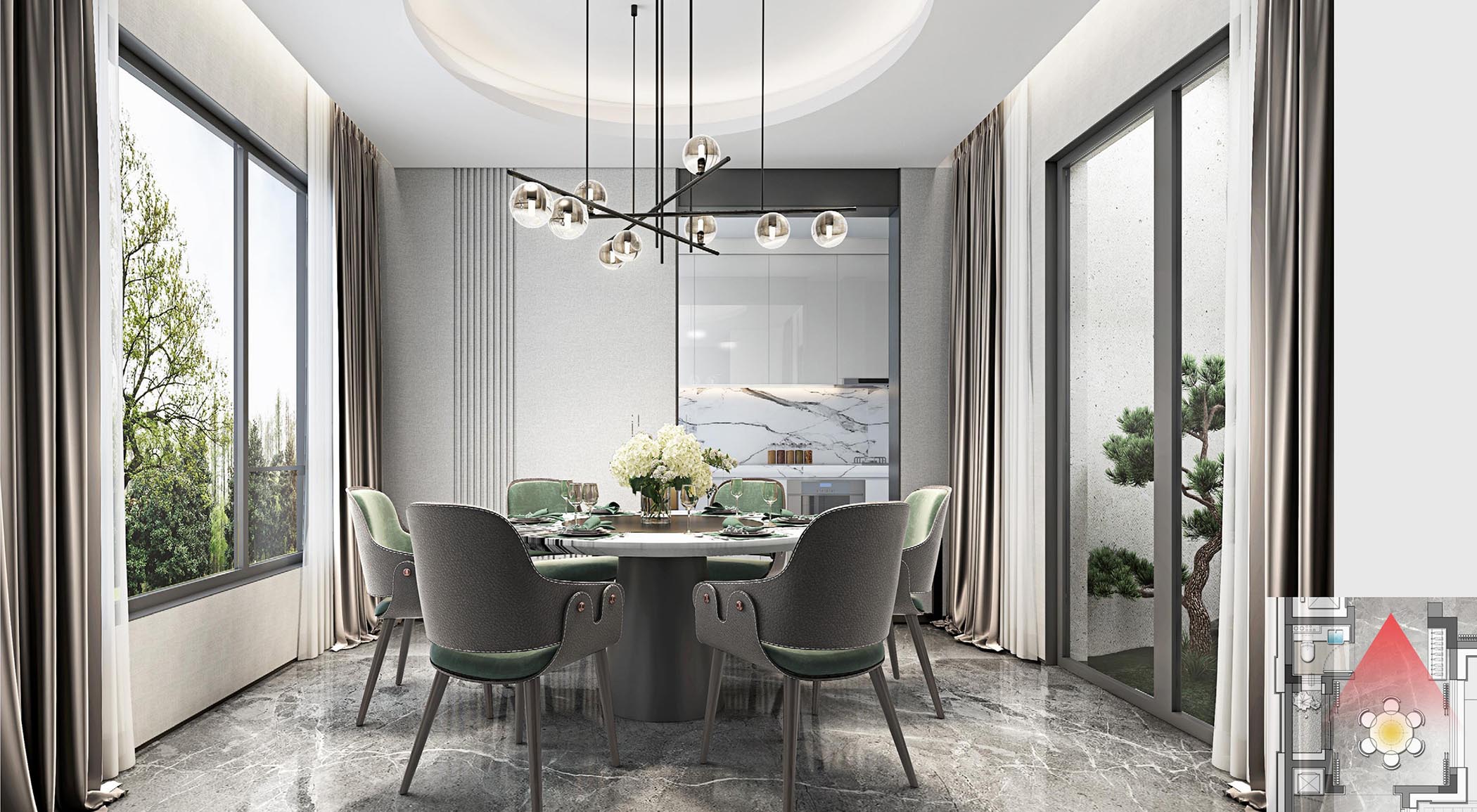 太平.某山庄C户型新中式样板间装饰装修工程(图2) 00一层餐厅.jpg