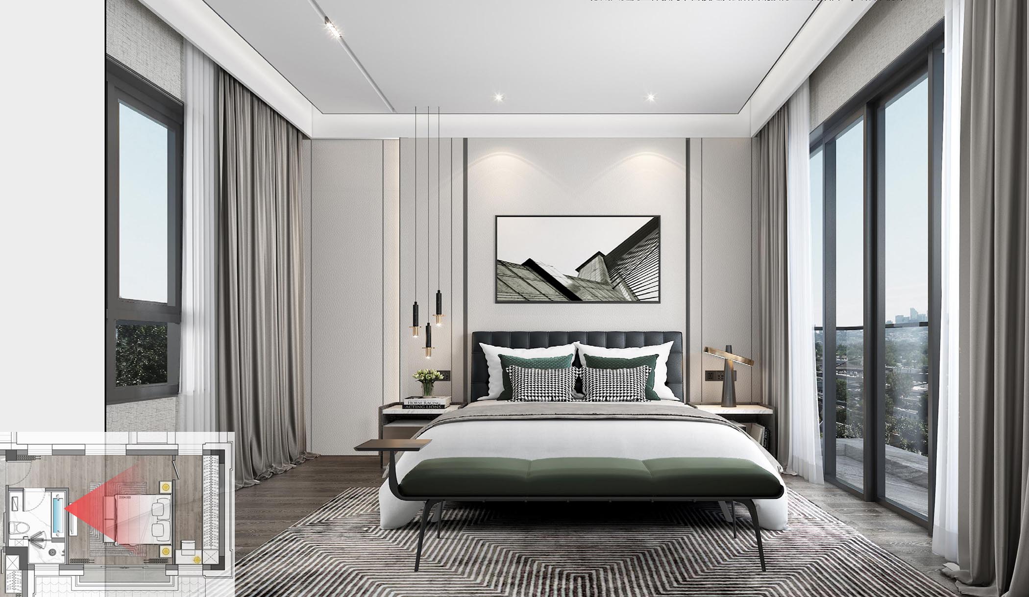 太平.某山庄C户型新中式样板间装饰装修工程(图4) 00二层主卧.jpg