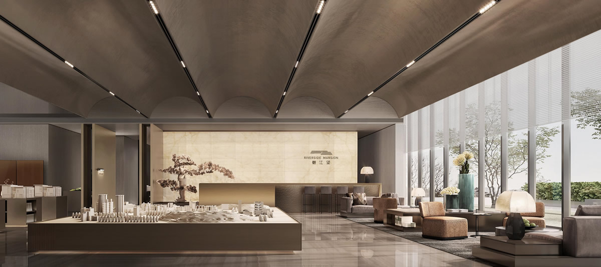 芜湖·樾江望现代简约风格售楼部装饰装修工程(图4) 芜湖·樾江望现代简约风格售楼部装饰装修工程(图4)