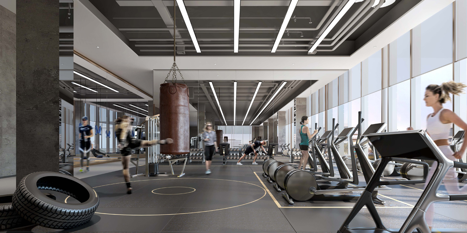 巢湖槐林渔具有限公司4000平方办公楼内部员工娱乐室装修案例(图1) 健身房.jpg