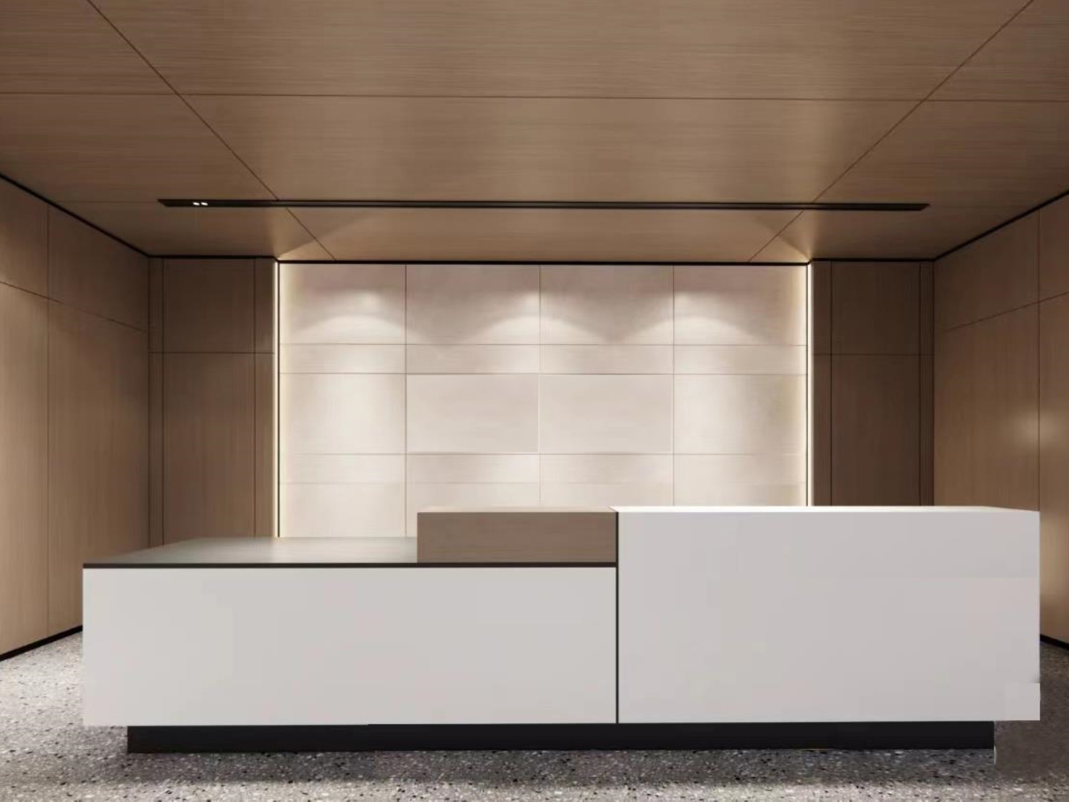 合肥金保大厦沃龙新办公室装修设计案例(图1) 前台.jpg