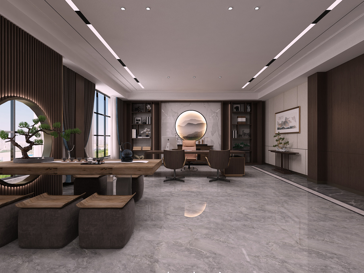 安徽半山装饰带你了解新中式办公室装修(图1) 11.jpg