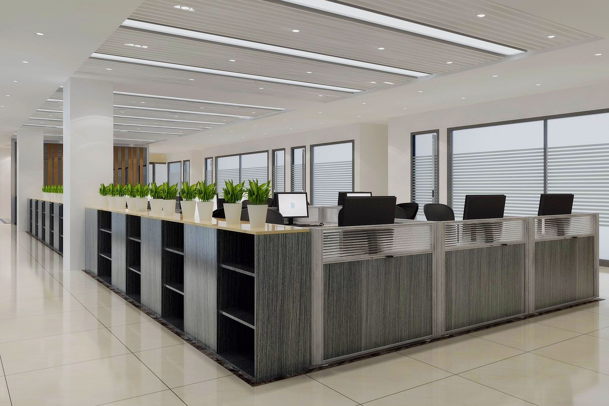 办公室装修--看半山装饰如何实现小空间大作用(图1) 敞开办公区.jpg