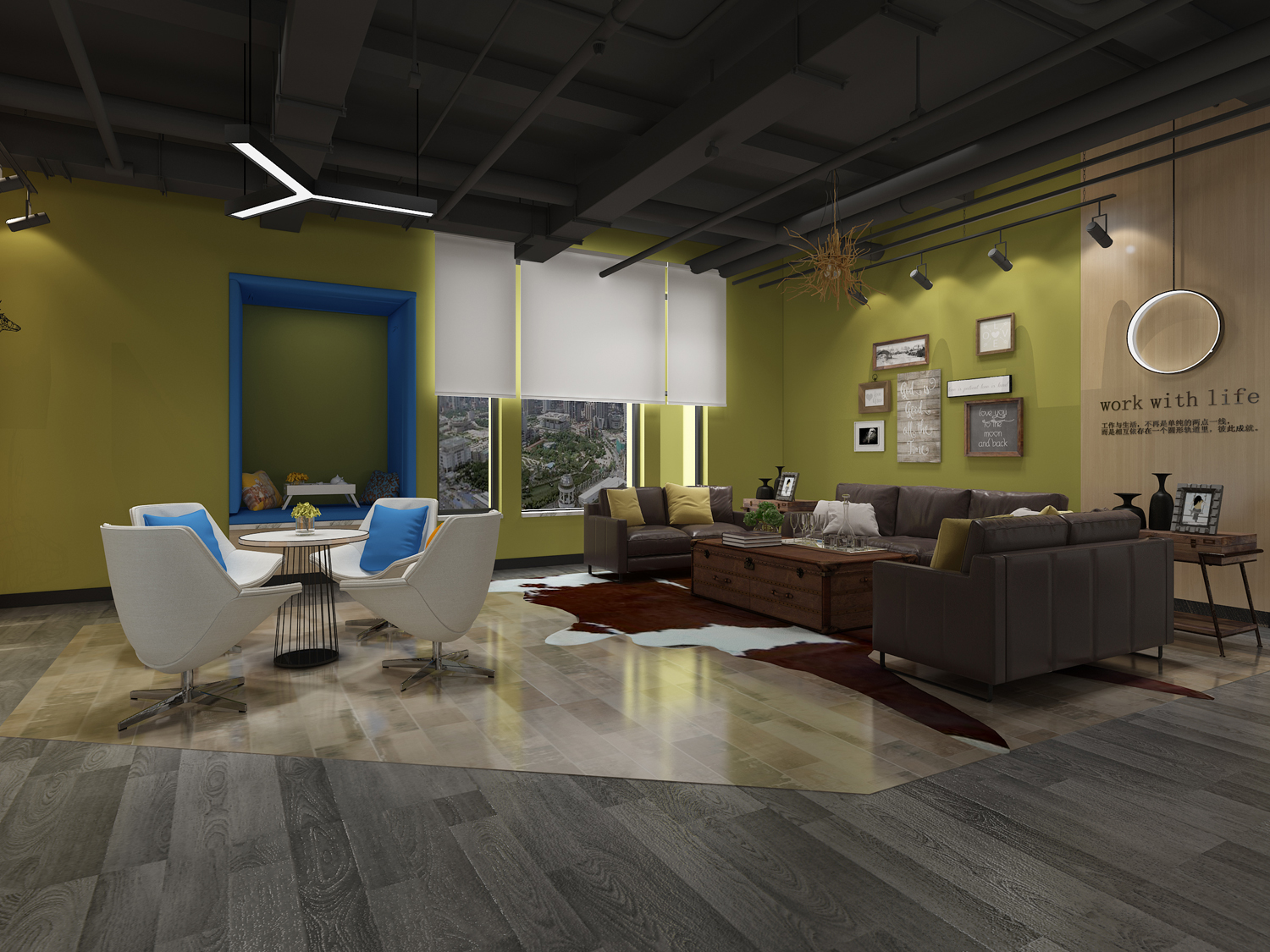 安徽半山装饰--工业风办公室装修设计技巧(图2) 接待区.jpg