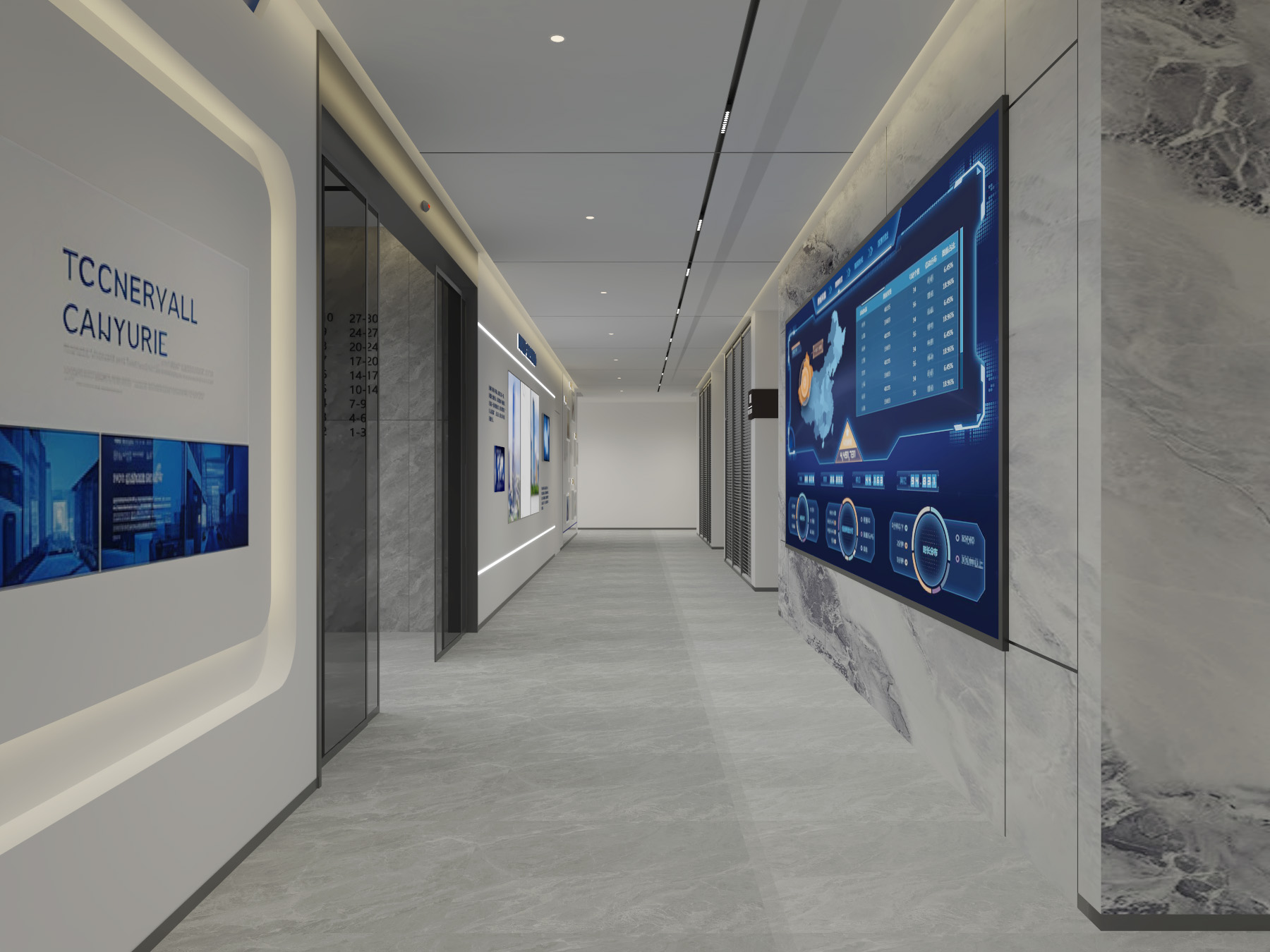 合肥包河区徽商总部广场1500㎡设计施工一体办公室装修项目(图3) 过道2.jpg