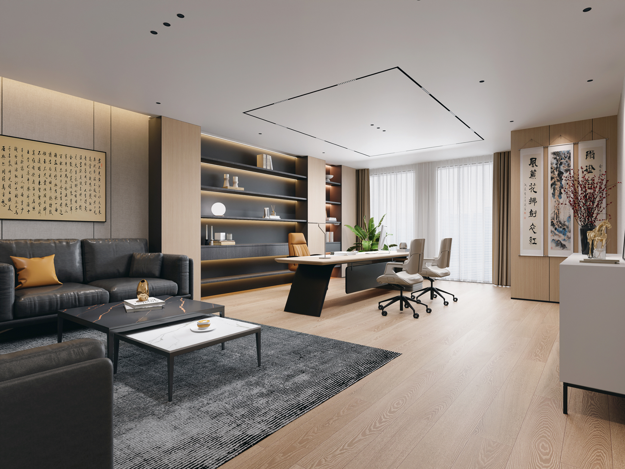合肥包河区1800㎡设计施工一体办公室装修项目(图6) 总经理室1111.jpg