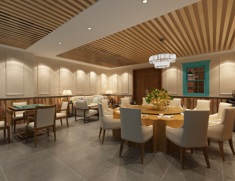 合肥瑶海区1500平方餐厅装修设计案例(图3) 合肥瑶海区1500平方餐厅装修设计案例(图3)